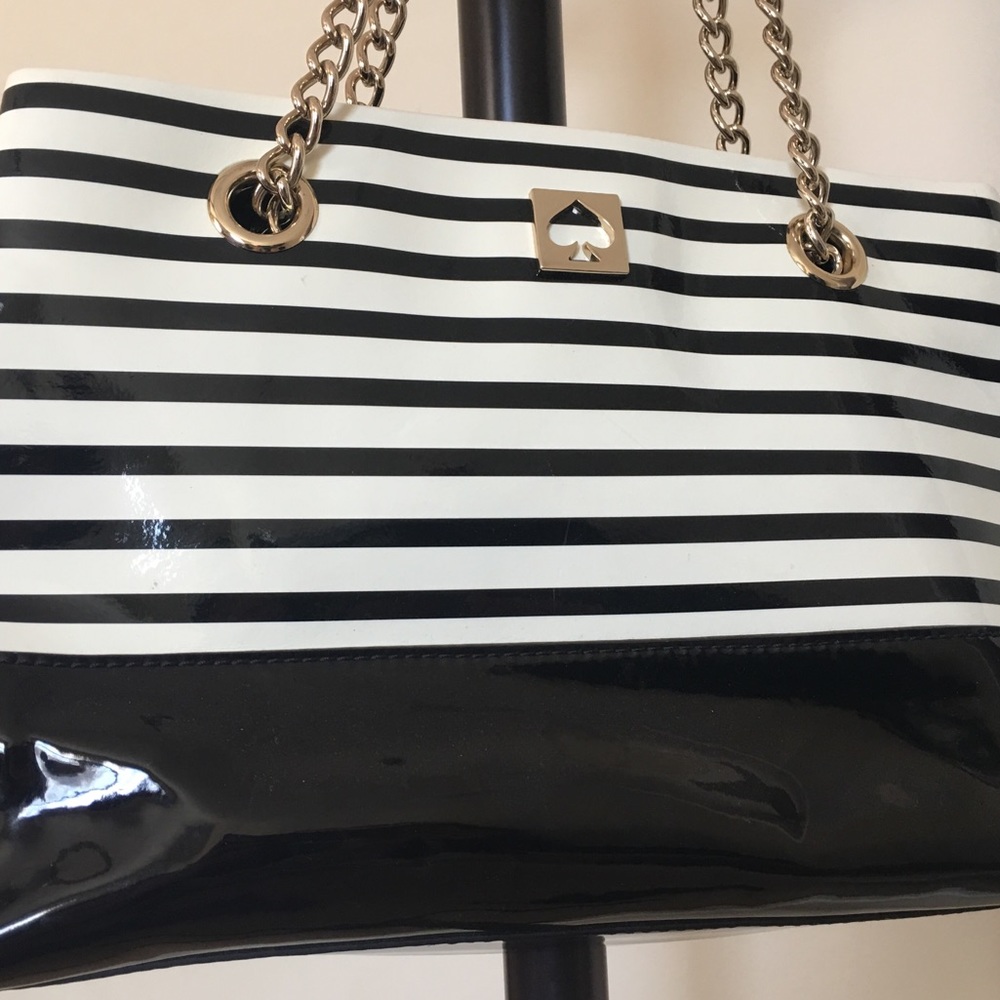 Kate Spade black and white stripe bag